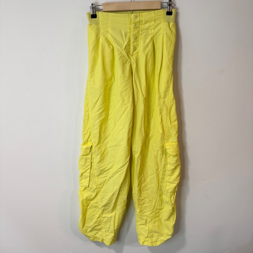 Free People Neon Yellow Cargo Track Pants - Picture 1 of 7